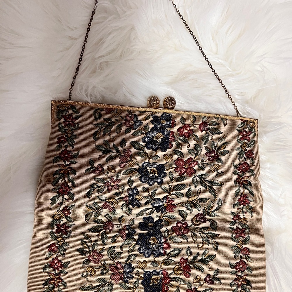 delill, vintage clutch flower print,  used in two ways - Picture 5 of 8
